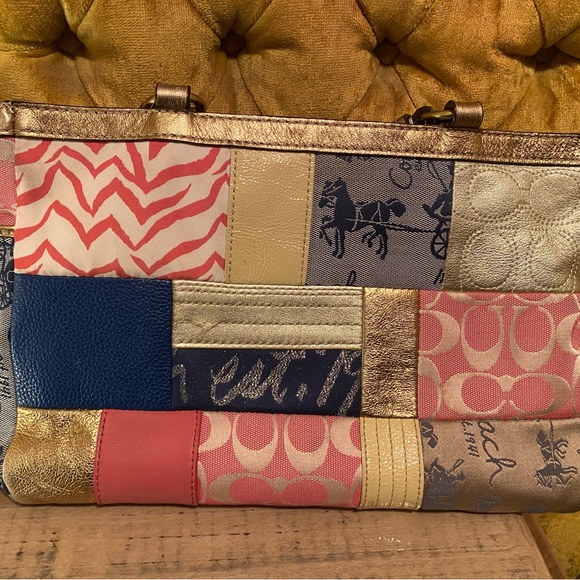 COPY - Coach Gold Pink Blue Patchwork purse - Picture 4 of 13